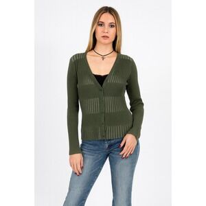 L'agence Cheyenne Ribbed‎ Cardigan Olive Size L Stretch